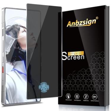 Imagem de Anbzsign Pacote com 2 protetores de tela de vidro temperado para ZTE Nubia RedMagic 11 Pro/RedMagic 11 Pro + Plus, [Suporte para desbloqueio de impressões digitais] Película privada antiespião 9H