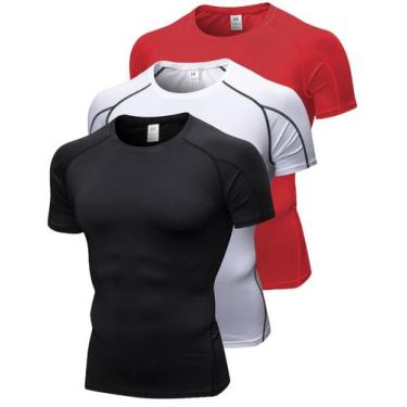 Imagem de Camisa de compressão Queerier para homens de manga curta para ginástic