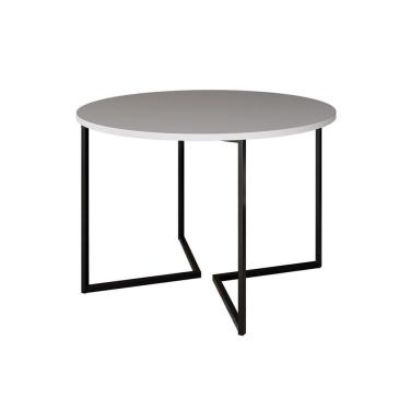 Imagem de Mesa Jantar Industrial Redonda Branca Base V Ferro Preto Tampo 110Cm Cor: Branco