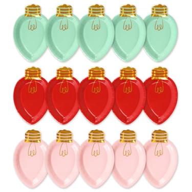 Imagem de Whaline 60 peças de prato de papel de Natal descartáveis, boho, folha dourada, prato de jantar leve de Natal para decoração de mesa de festa de Natal, suprimentos de decoração de mesa, 26 x 16,7 cm