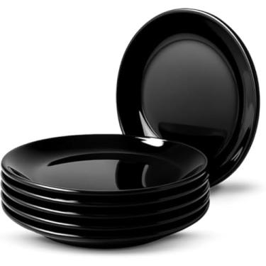 Imagem de Conjunto de Pratos Modernos, Cerâmica Preta, Design Minimalista, 6 Peças, Estilo Contemporâneo, para Jantar e Servir