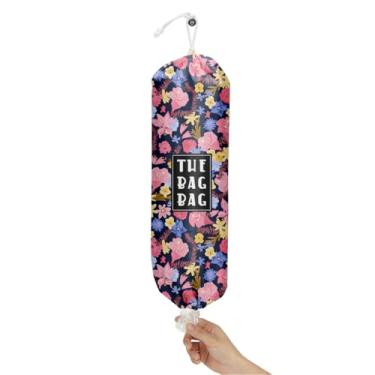 Imagem de IHopes+ Suporte de saco de plástico, organizador de sacolas de compras estilo country reutilizável e lavável, para decoração de casa, cozinha, viagem, acampamento, use 1 pacote, padrão de flores retrô