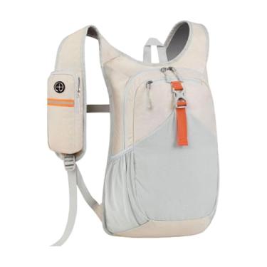 Imagem de Baoblaze Mochila de caminhada com bolso para celular com zíper, mochila ergonômica para trilhas e caminhadas, alça de ombro ajustável para viagens e lazer, Bege