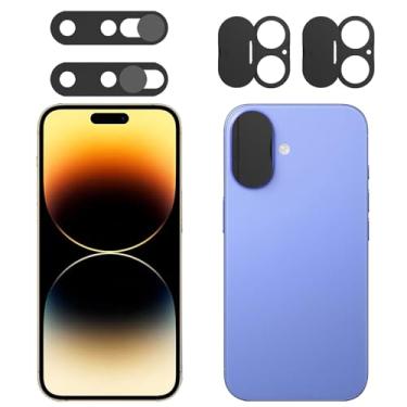 Imagem de Capa de câmera frontal compatível com iPhone 16/16 Plus com capa de lente traseira, protege a privacidade e a segurança, mas não afeta o reconhecimento facial (embalagem com 2) - versão atualizada