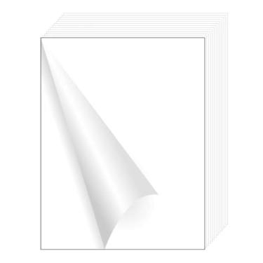 Imagem de Scooloo Papel adesivo fosco para impressoras a laser/jato de tinta - tamanho carta de 21 x 28 cm, etiquetas de folha inteira com compatibilidade universal, papel adesivo imprimível (102, 21 x 28 cm