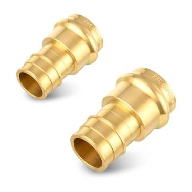 Imagem de Pacote com 2 adaptadores Niikappu 3/10.2 cm Press x 2.5 cm Pex A, encaixe de pressão de latão PEX-A acoplamento de expansão para conexão de cobre e tubo Pex