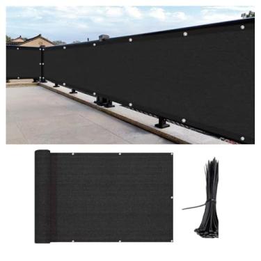 Imagem de Gardenpioneer Tela de privacidade para varanda 1,8 x 5 m, cerca resistente a UV, tela de privacidade externa para pátio, cobertura de cerca de bloco de vento resistente, isolamento elegante fácil