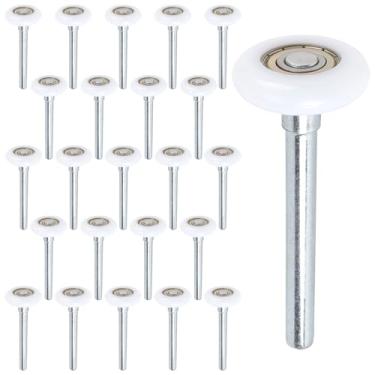 Imagem de TAICHEUT Pacote com 24 rolos de nylon para porta de garagem de 4,7 polegadas, rolo branco silencioso para porta de garagem, rolamentos de precisão de vedação dupla 6200ZZ para substituição de trilhos