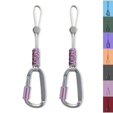 Imagem de Clipe mosquetão para chaveiro Paracord – Anel D para garrafa de água, chave, mochilas e mais (rosa - 2 peças)