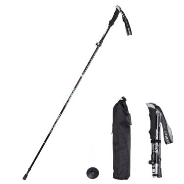 Imagem de Bastão de caminhada único | Bastão de caminhada 7075 de alumínio antichoque, ultraleve, ajustável e dobrável (preto, 130 cm (serve para 5,6 a 6,2 pol.)