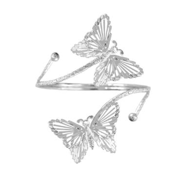 Imagem de DATOA Punk Buttefly Braço Aberto Bobina Ajustável Espiral Folha Asas Borboleta Braçadeira Minimalista Pulseira Bracelete Bracelete Simples Gótico para Mulheres Adolescentes, adjustable, Prata, Sem