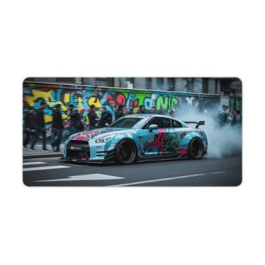 Imagem de HouLaiZhe Graffiti JDM Sports Car R35 Speed Gaming Mouse Pads JDM Car Desk Pads Grandes Mousepads para Teclado Desktop Tapete de Computador 30 x 60 cm