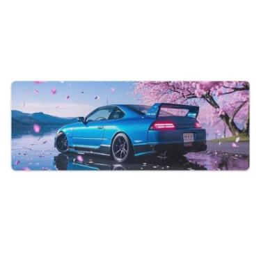 Imagem de HouLaiZhe JDM Tapetes de mesa de carro flores de cerejeira carro JDM esportes reflexão mouse pads para jogos tapetes de mesa grandes mousepads para teclado de mesa tapete de computador 30 x 80 cm