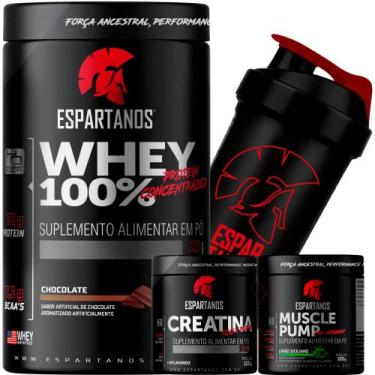 Imagem de Whey Protein 100%,Creatina,pré-treino Limão,Shaker - ESPARTANOS, Choco