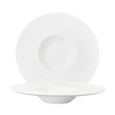 Imagem de YALONG Conjunto de 2 tigelas de macarrão de 283 cm, pratos de sopa de 283 g com borda larga, tigelas de salada para sopa, sobremesa, espaguete, pratos de lucheon para cozinha e comida, seguro para