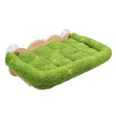 Imagem de Luqeeg Rede de Janela para Gatos Design com Ventosa Poleiro de Janela sem Fio para Gatos Economia de Espaço Rede de Parede de Madeira e Pelúcia para Animais de Estimação