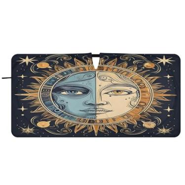 Imagem de CEBUGI Para-brisa de carro dobrável para-sol sol e lua persianas de janela de carro guarda-chuva dianteiro para-sol para acessórios de carro bloqueador solar refletivo de carro legal, P