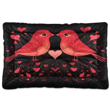 Imagem de Wassud Cama para cachorro Two Birds in Love, grande, para uso ao ar livre, tapete lavável para animais de estimação, cama de gato para dormir, viagens 91 x 61 cm