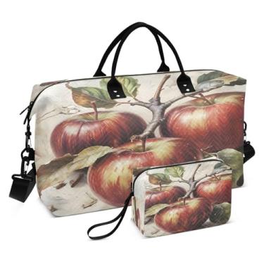 Imagem de CEBUGI Bolsa feminina acolchoada com maçãs, grande, bolsa de viagem de fim de semana, bolsas hospitalares para trabalho de parto e parto