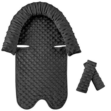 Imagem de Suporte de cabeça de assento de carro infantil, suporte de cabeça de assento de carro e capas de alça para recém-nascidos tecido pontilhado de minky ultramacio inserção de assento de carro infantil