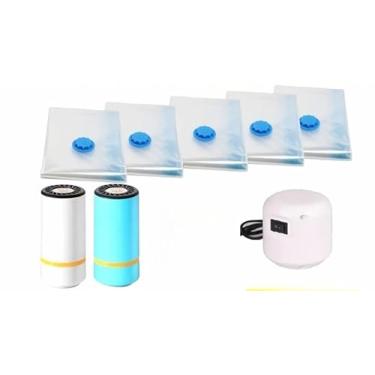 Imagem de Conjunto De Sacos De Armazenamento A VáCuo Para Bagagem Com Bomba EléTrica RecarregáVel – VáRios Tamanhos(KIT5-40X50,RECARREGAVEL (BIVOLT))