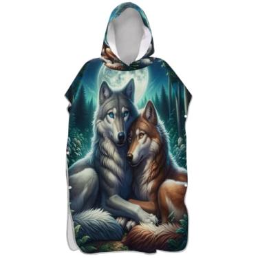 Imagem de Joisal Wolf Mate Poncho de Surf Trocador para Adultos Poncho Masculino Absorvente com Capuz Toalha de Natação