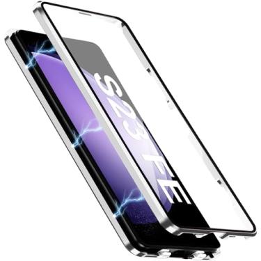Imagem de [Material de metal] Capa para Samsung Galaxy S23 FE, capa de celular externa com proteção contra quedas de grau militar com tela de vidro integrada e protetor de lente da câmera, capa de metal para
