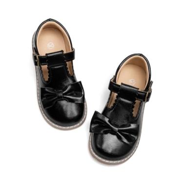 Imagem de Sapato social infantil Mary Jane para meninas, sapatilhas, para festa de casamento, escola, antiderrapante, com laço de flor, sapatos de princesa, Preto, 22