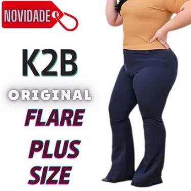 Imagem de Calça Flare Legging Plus Size Cintura Alta K2b G1 G2 G3 Lançamento-Feminino