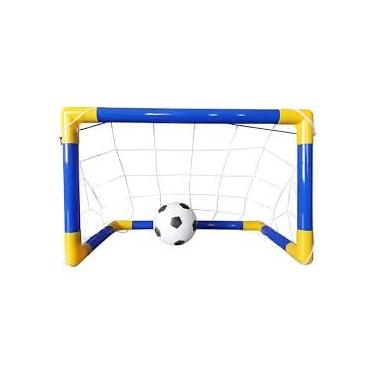 Imagem de Pró Mini Golzinho Infantil, Kit Trave de Futebol com Bola e Bomba, Azul, Plástico Resistente, 40 x 60 x 29 cm, para Crianças a partir de 3 Anos, Uso Interno e Externo