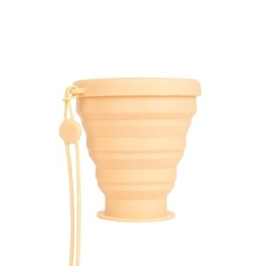 Imagem de Copo de viagem dobrável de silicone, copo dobrável de silicone com tampas, copo expansível para caminhadas, viagens ao ar livre (amarelo)