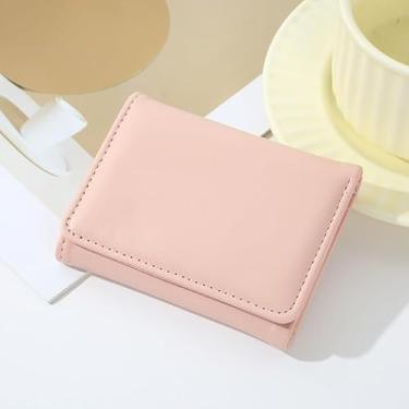 Imagem de Carteira pequena para mulheres, bolsa de mão curta, multicartão, dinheiro, moda, cartão de crédito, carteira fina, presente para mulheres e homens, Rosa claro, Estilo retrô