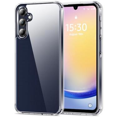 Imagem de HOOMIL Capa para Samsung Galaxy A25 5G de 6,5 polegadas, antiamarelamento, parte traseira rígida, transparente, antiarranhões, à prova de choque (transparente)