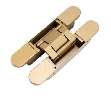 Imagem de Dobradiças de porta ocultas 1 peça resistente invisível/oculta/oculta dobradiça de extremidade ajustável de 3 vias adequada para porta industrial residencial comercial (cor: 80 kg ouro)