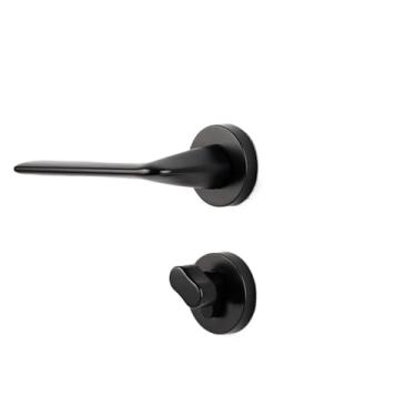 Imagem de Fechadura de porta de quarto de liga de zinco fechadura magnética preta silenciosa fechadura de porta de quarto prata fechadura interna de madeira para banheiro (preto Ya)