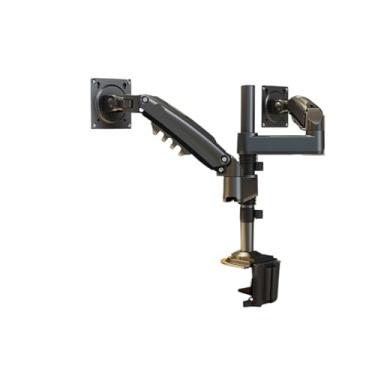 Imagem de BEGWVDJTP Monitor de computador Suporte de tela dupla superior e inferior Notebook com base de mesa de elevação de coluna 9 kg de rolamento de carga (preto)