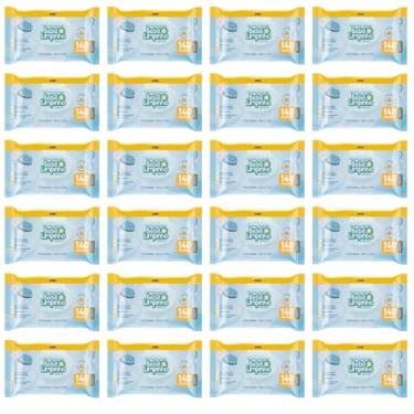 Imagem de Caixa Fechada de Lencos Umedecidos Personalidade Toalha Banho. Kit de Mimos Bebe com 24 Pacotes de 140 Lencos Umidecidos Com Aloe Vera Lenco sem Alcool Cheiro Suave Hipoalergênico Dermatologicamente Testado Toalha Umedecida Infantil Bebê limpinho