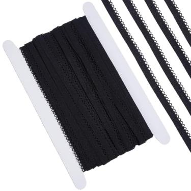 Imagem de GORGECRAFT 20 jardas com acabamento de renda elástica 10 mm de largura, lingerie preta para aparar as bordas, fita elástica de crochê com borda de renda para fazer você mesmo, costura, artesanato