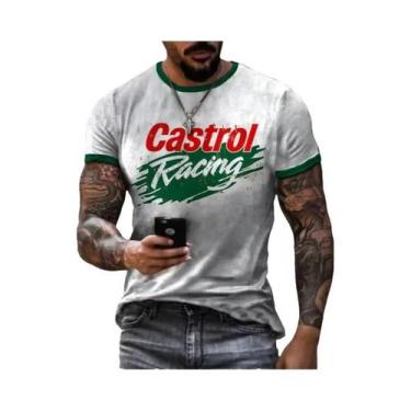 Imagem de Camiseta Masculina Retro Com Estampa 3D De Motocicleta, Manga Curta, M