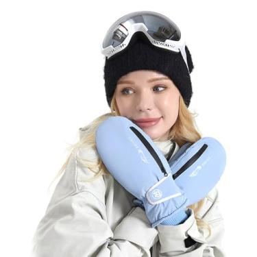 Imagem de Luvas térmicas de esqui masculinas – Luvas de snowboard impermeáveis com tela sensível ao toque com camada de armazenamento, luvas unissex para esportes de inverno (azul)