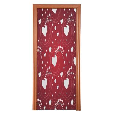 Imagem de ATTX Capa de porta da frente corações brancos dos namorados - decoração de férias de tecido elástico lavável para festas, casa, decoração de porta da frente, 915 x 98 polegadas (915)