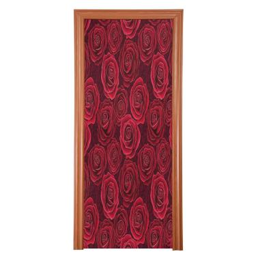 Imagem de ATTX Capa de porta da frente rosa dos namorados - decoração de férias de tecido elástico lavável para festas, casa, decoração de porta da frente, 36 x 98 polegadas (755)