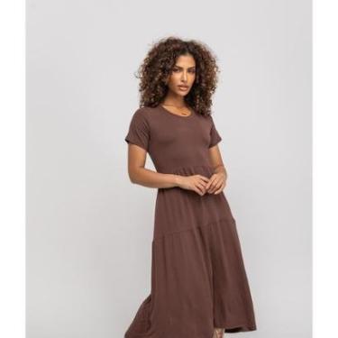 Imagem de Vestido Salvatore Fashion Midi Manga Curta Babado Feminino-Feminino