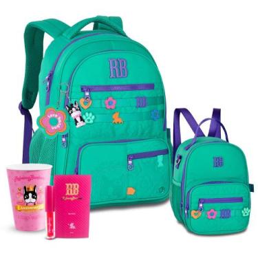 Imagem de Kit Mochila Escolar Feminina Rebecca Bonbon Lancheira RB, RB26231 Verd