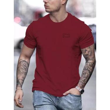 Imagem de Camiseta Masculina Estampa Minimalista Proton Moda Estilo, Vermelho, M