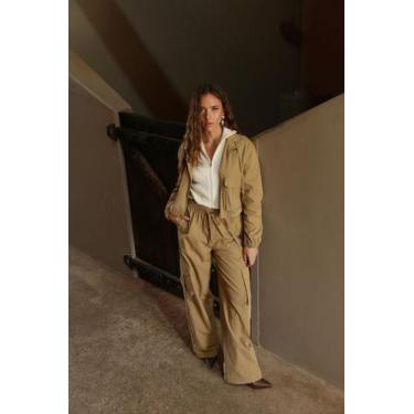 Imagem de Calça Cargo Com Cós Em Elástico Em Algodão - Pop Me, Bege, P