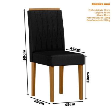 Imagem de Mesa De Jantar Anitta 120x80 Cm Com Vidro Ype Off White E 4 Cadeiras Ana Ype Veludo Preto