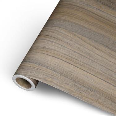 Imagem de Stickyart Papel de contato de madeira marrom cinza à prova d'água, texturizado, papel de parede rústico, autoadesivo para gabinete, papel de contato para bancadas, mesas, móveis, cozinha, 30 x 406 cm