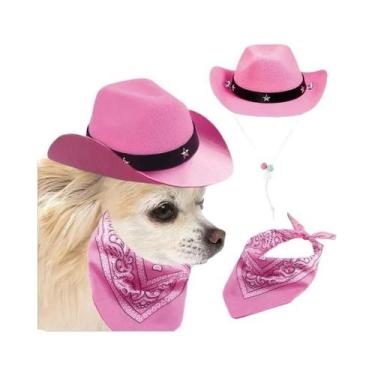 Imagem de Conjunto De Chapéu De Cowboy E Lenço Bandana Para Gatos E Cães Para Fe
