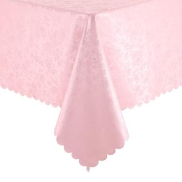 Imagem de Smiry Toalha de mesa quadrada, impermeável e resistente, toalha de mesa lavável para cozinha e sala de jantar (rosa, 178 x 228 cm)